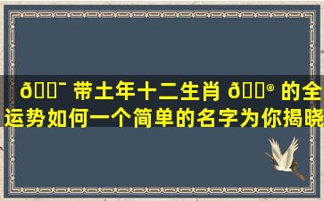 🐯 带土年十二生肖 💮 的全年运势如何一个简单的名字为你揭晓！